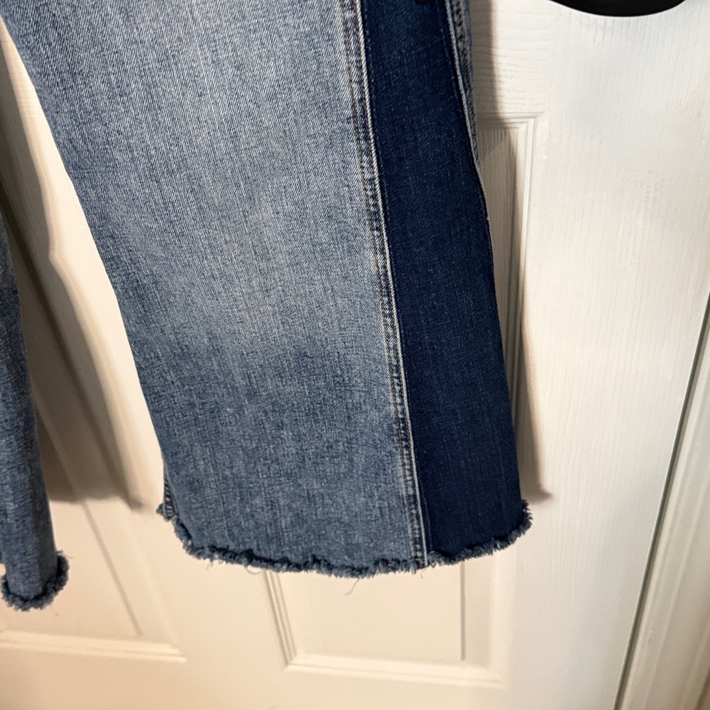 Pilcro Two-Tone Blue Flare Jeans - Picture 3 of 6